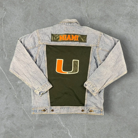 Giacca in jeans Wrangler x University Miami Hurricanes custom Wrangler