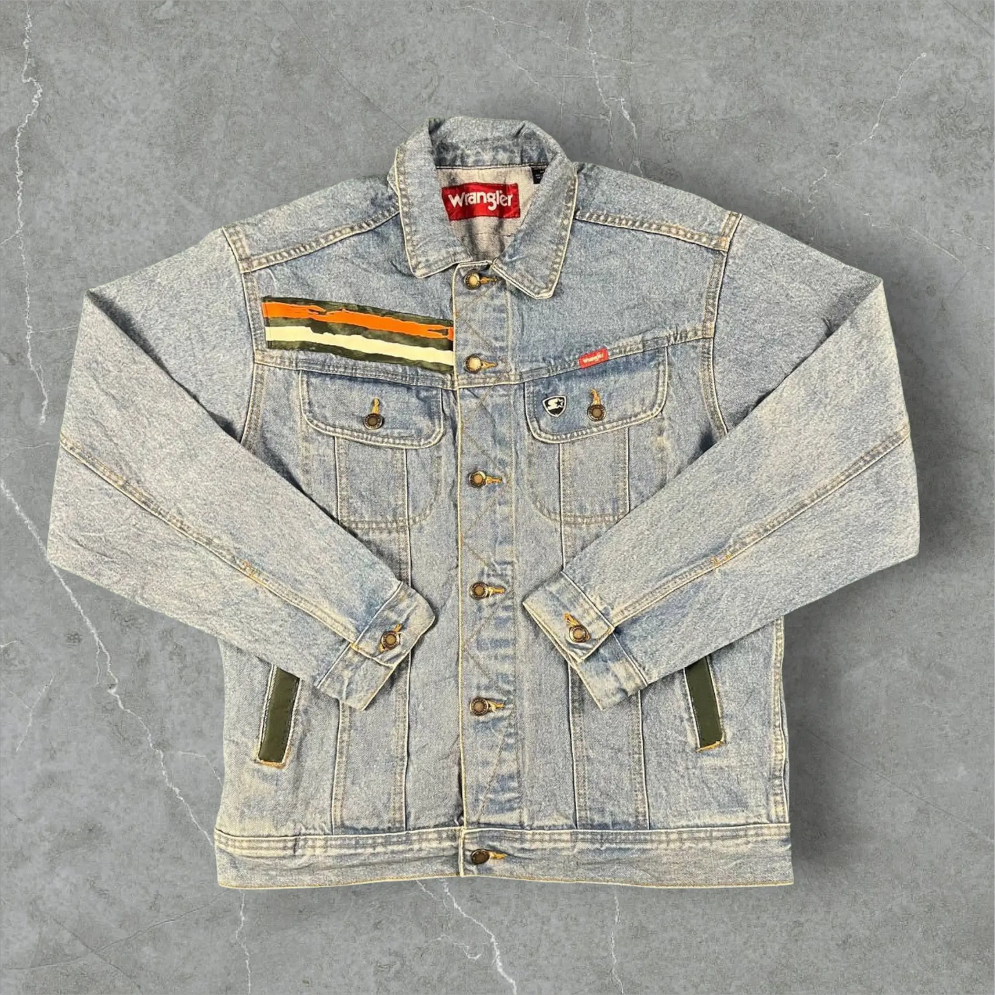 Giacca in jeans Wrangler x University Miami Hurricanes custom Wrangler