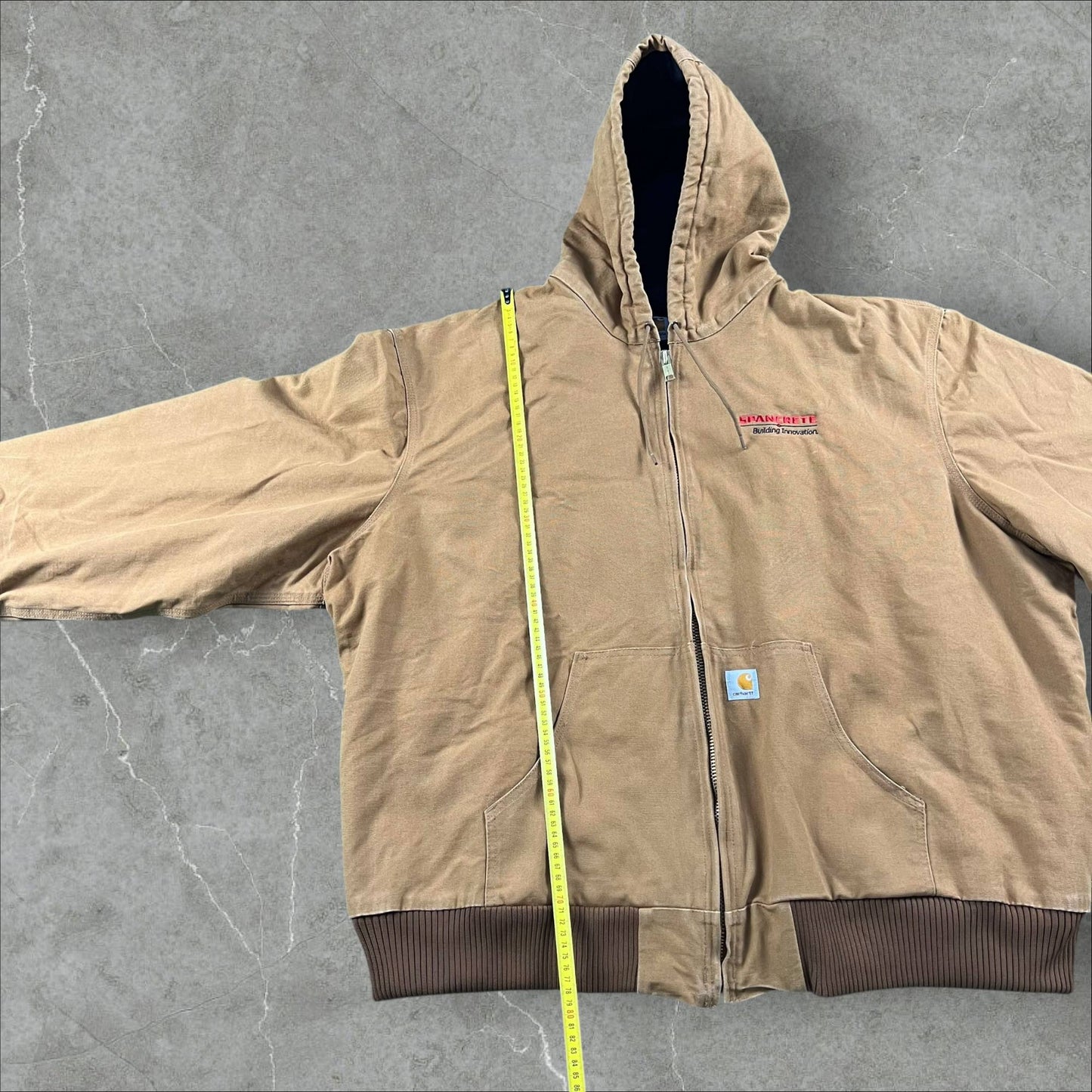 Giacca Carhartt Active J140 Brown Quilted “Spancrete Building Innovation” Made in the USA Carhartt