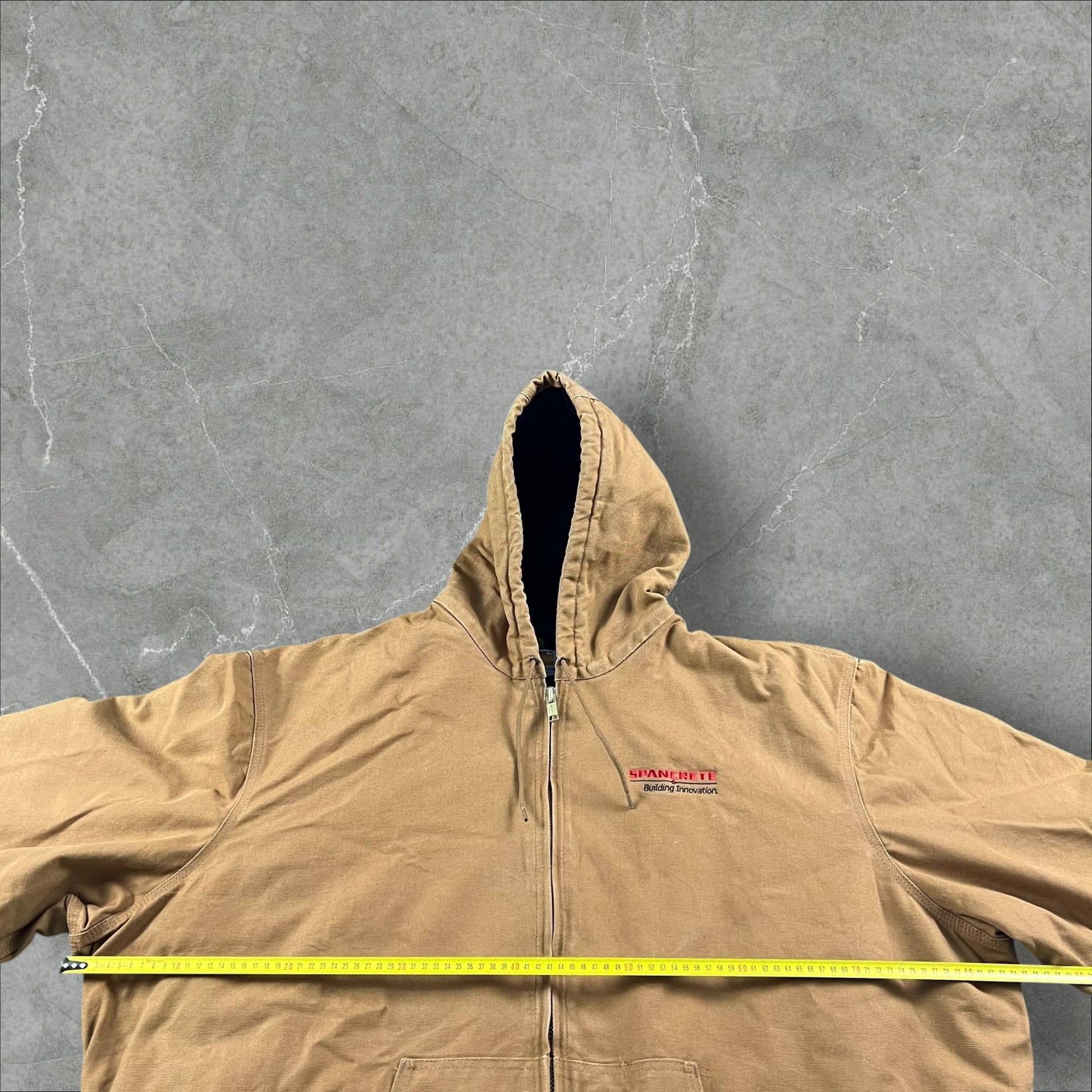 Giacca Carhartt Active J140 Brown Quilted “Spancrete Building Innovation” Made in the USA Carhartt