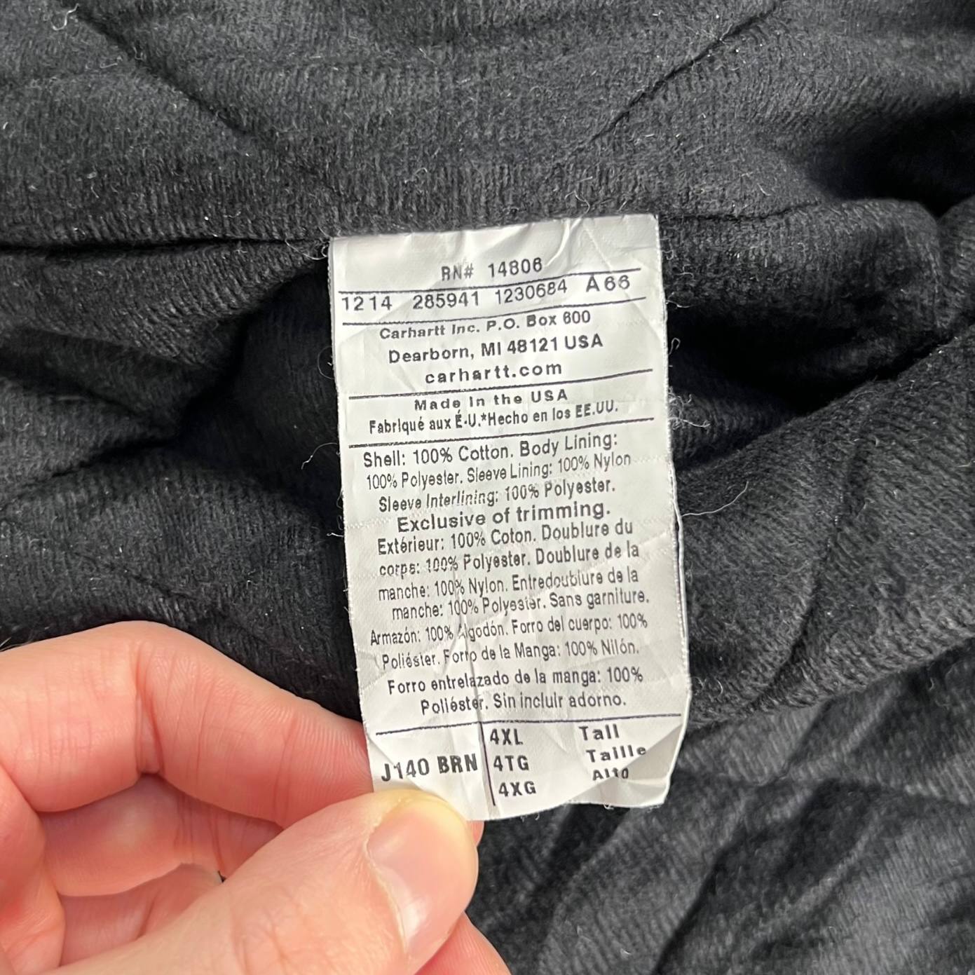 Giacca Carhartt Active J140 Brown Quilted “Spancrete Building Innovation” Made in the USA Carhartt