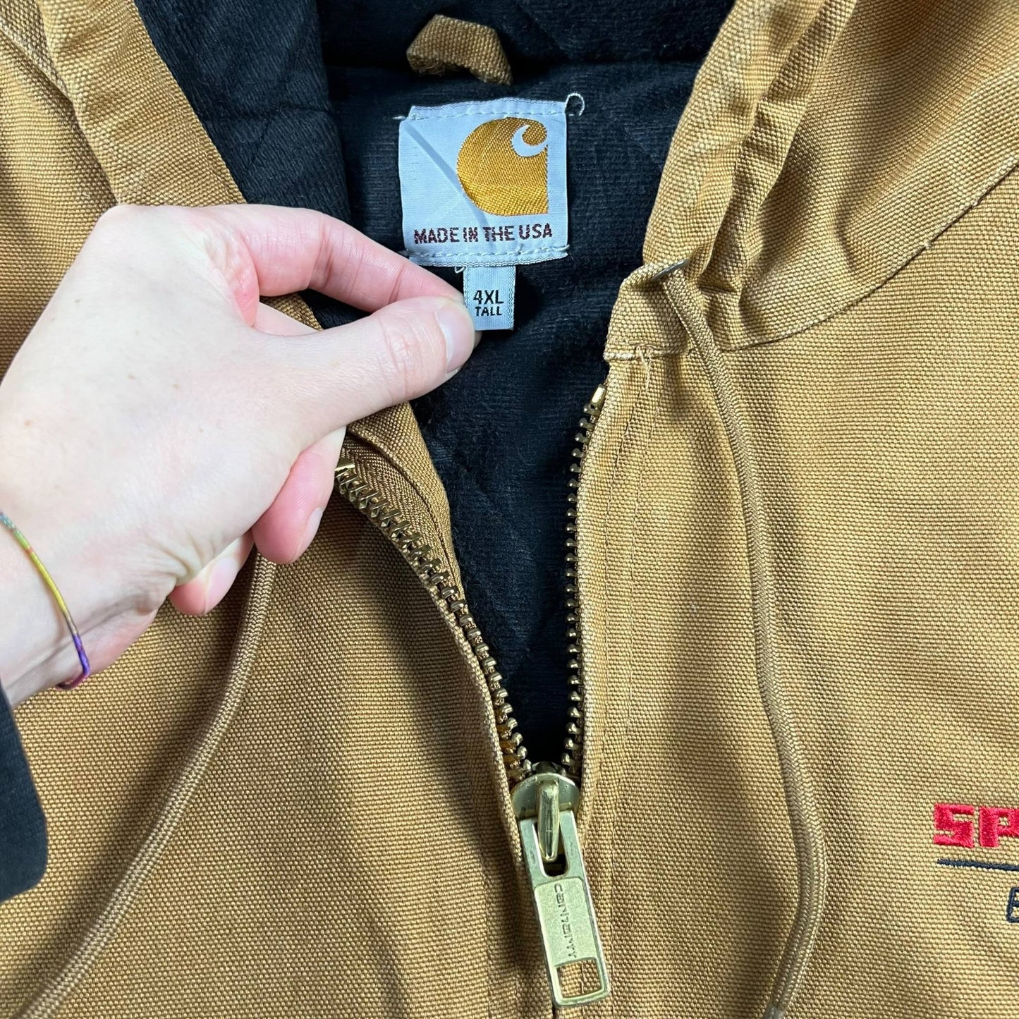 Giacca Carhartt Active J140 Brown Quilted “Spancrete Building Innovation” Made in the USA Carhartt