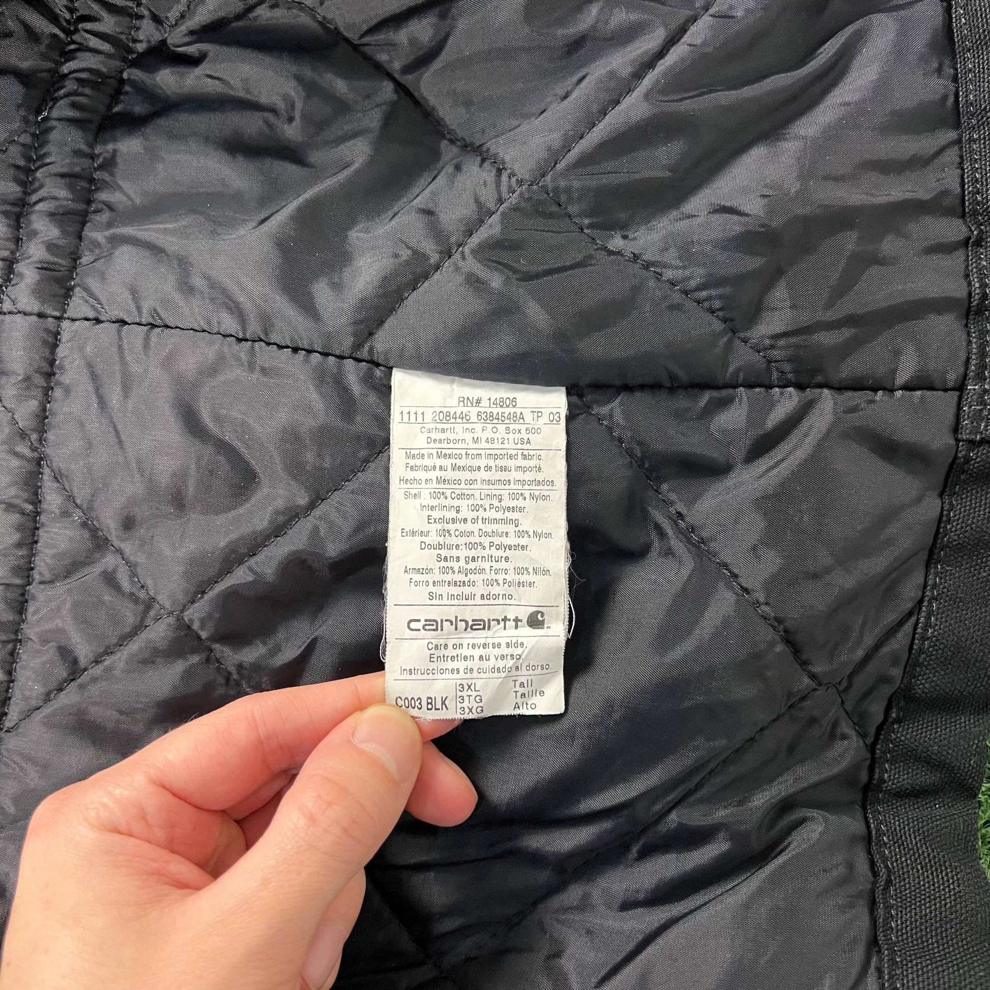 Giacca vintage Carhartt GFS Quilted Insulated Work Jacket - Style 111157 BLK Carhartt