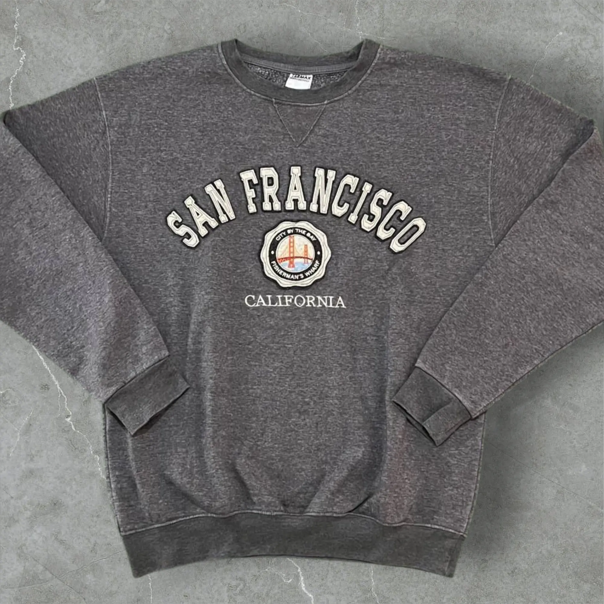 Felpa vintage San Francisco California Fisherman Wharf City Crewneck Big Logo Vintage Dressing