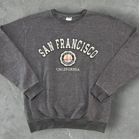 Felpa vintage San Francisco California Fisherman Wharf City Crewneck Big Logo Vintage Dressing